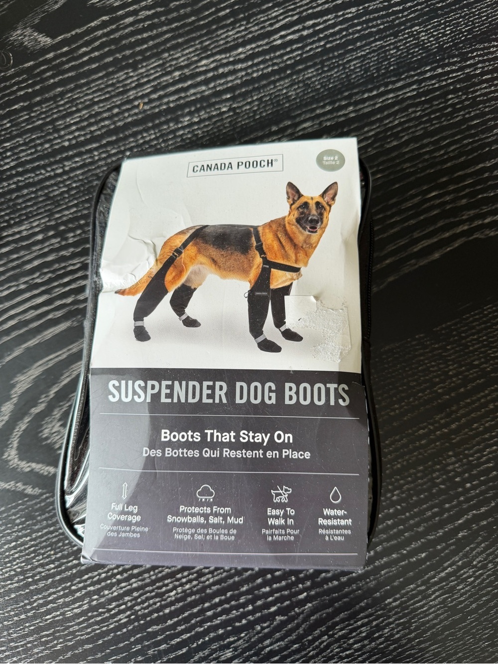 Canada Pooch Black Suspender Dog Boots — Secure Full-Leg Protection
